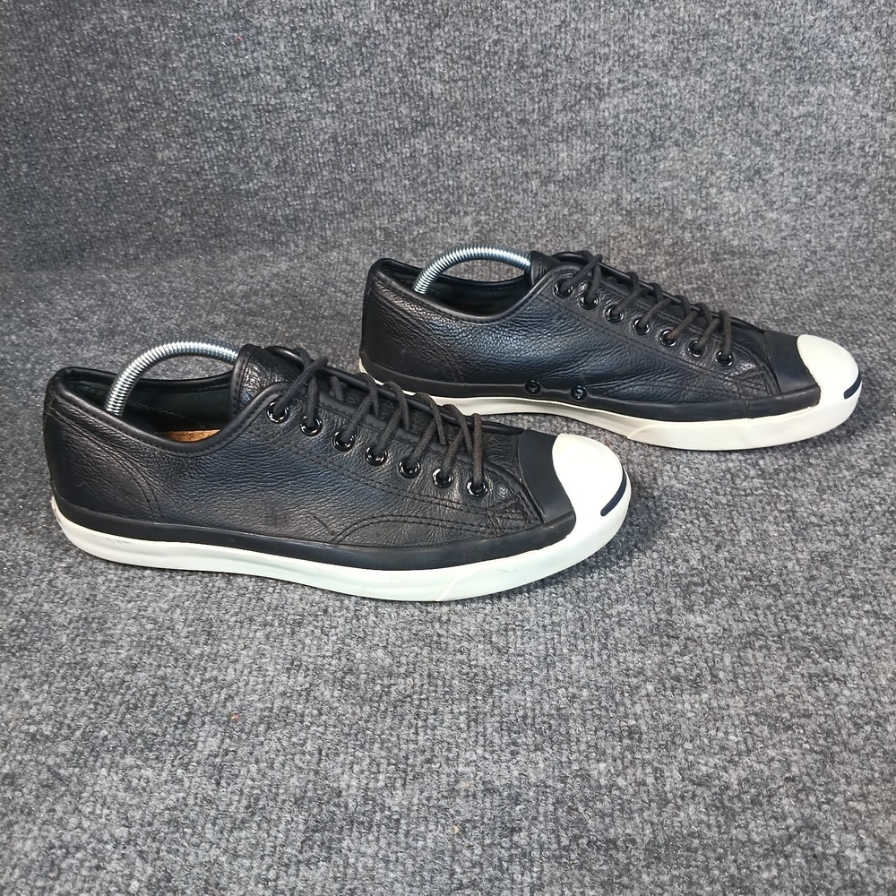 Converse Jack Purcell Sneakers Men Size 8.5 Black Leather Low Top 147574C - Picture 1 of 8